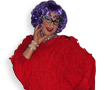 Dame Edna in Red